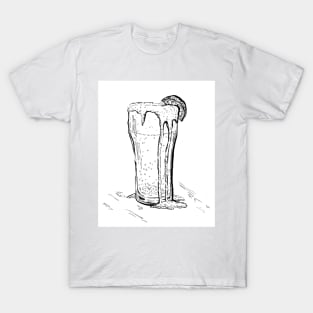 Beer , kitchen bar craft line art, modern black and white beverage T-Shirt